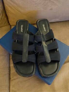 Fabulaire black Strappy Slide Sandals for Women